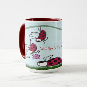 Mug Cute Ladybug Professant Sa Peinture D'Amour