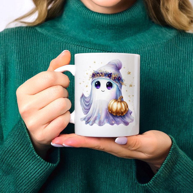 Mug Cute Lavendar Purple Ghost Halloween Éffrayant Bou (Créateur téléchargé)
