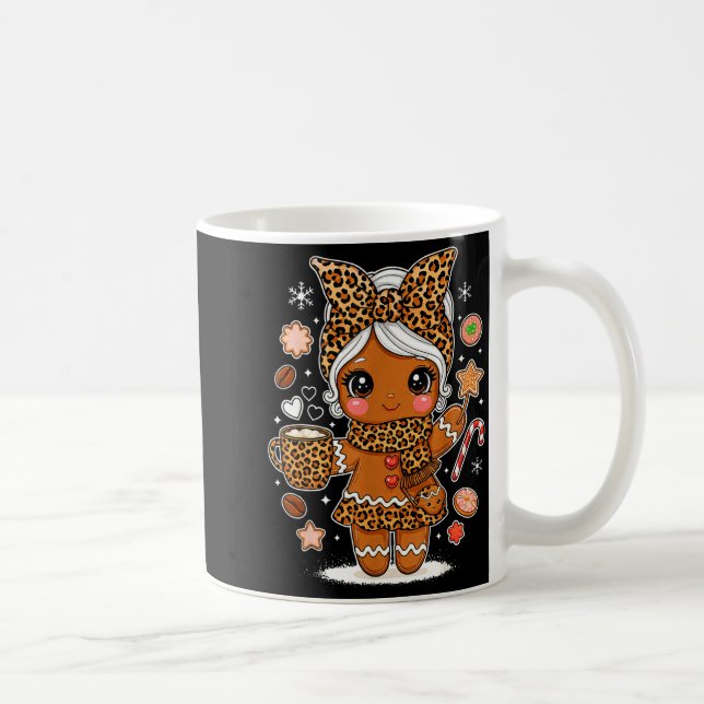 Mug Cute Leopard Gingerbread Girl Coquette Bow Holiday (Droite)