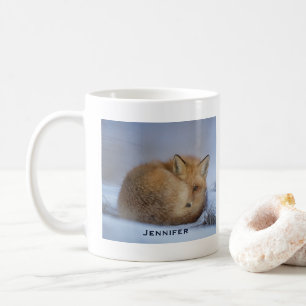 Mug Cute Little Fox Curling Up Winter Photo