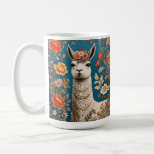 Mug Cute Llama William Morris Inspiré Floral
