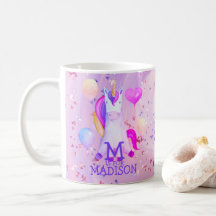 Cute Magique Rose Unicorne Nom Monogramme Parties