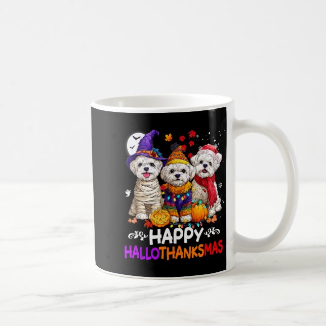 Mug Cute Maltese Dog Hallothanksmas Halloween Thanksgi (Droite)