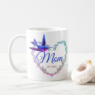 Mug Cute Maman Coeur Coeur Colibri Colibri Purple Blue