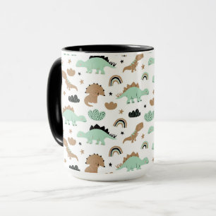 Mug Cute Mint Green Dinosaur Motif