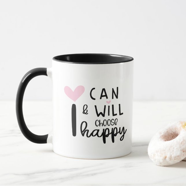 Mug Cute Modern Minimal Je peux et je choisirai Happy (Avec donut)