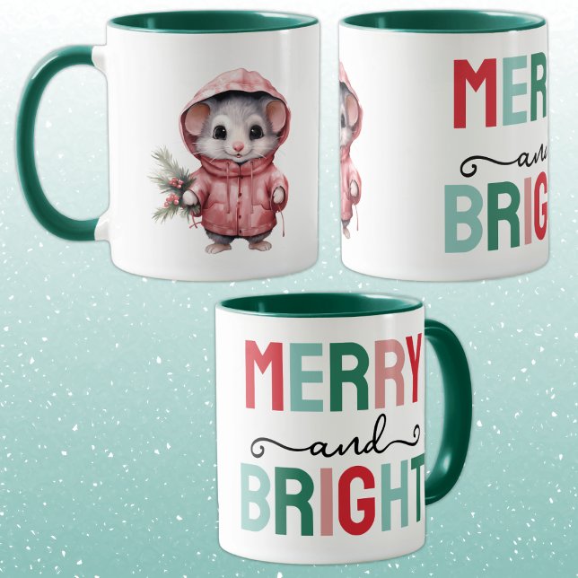 Mug Cute mouse christmas merry and bright (Créateur téléchargé)