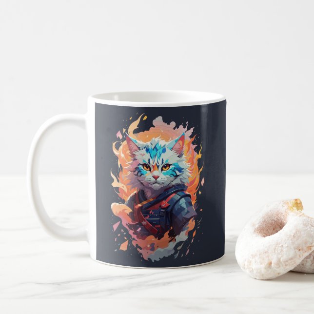 Mug Cute Ninja Cat Warrior Design (Avec donut)