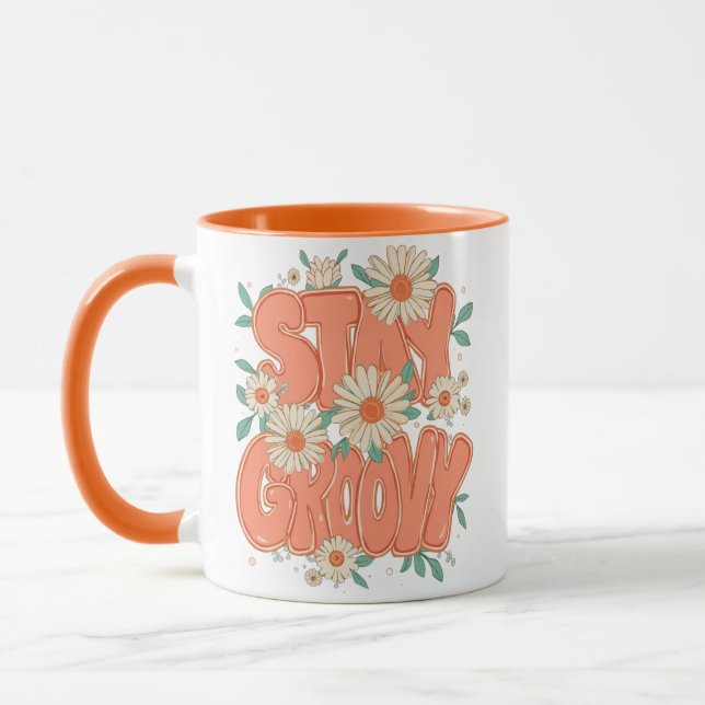 Mug Cute Orange Hippie Typography (Gauche)