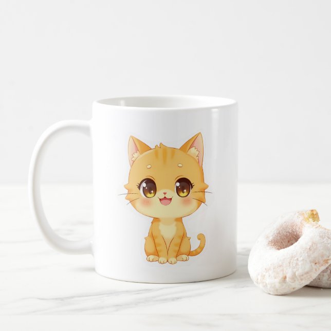 Mug Cute Orange Kitten (Avec donut)
