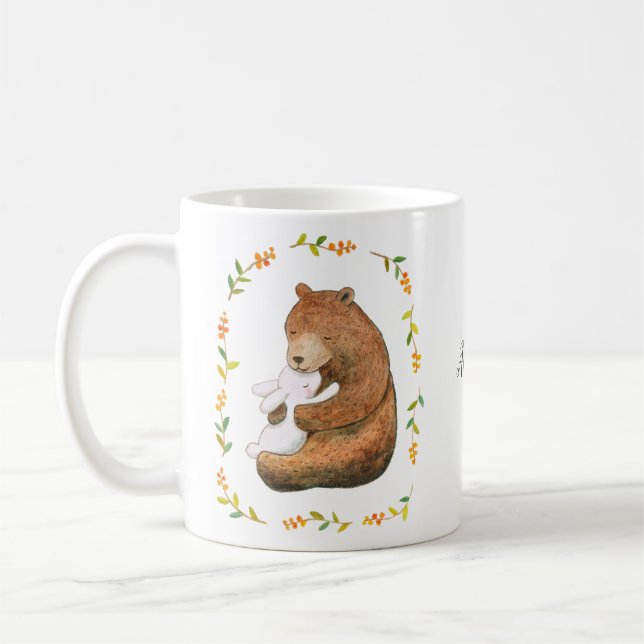 Mug Cute Ours et lapin en amour personnalisé avec le n (Gauche)
