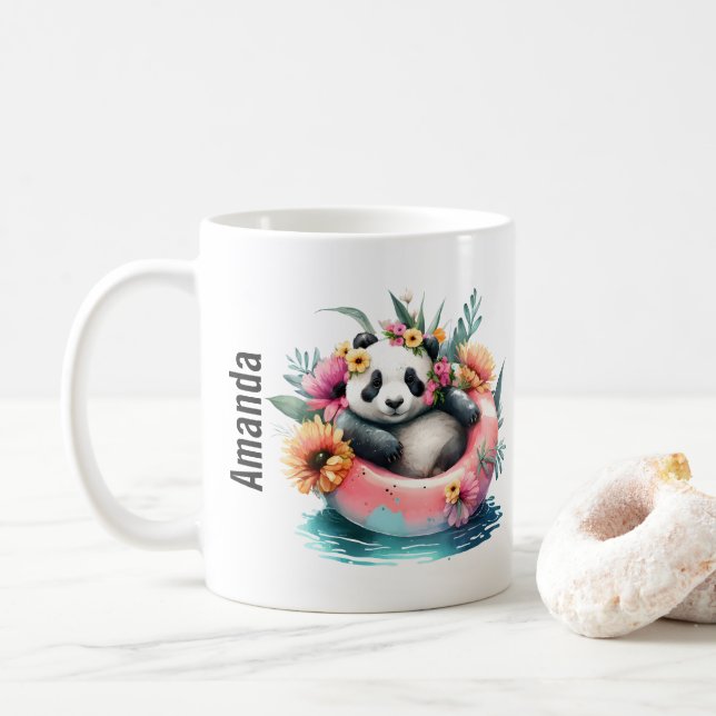Mug Cute Panda Chilling dans un tube intérieur (Avec donut)