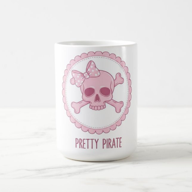 Mug Cute Pastel Pink Skull with Bow and Crossbones Des (Centre)