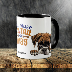 Mug Cute Peeking Boxer Chien Vous Faites Mon Wag De Qu