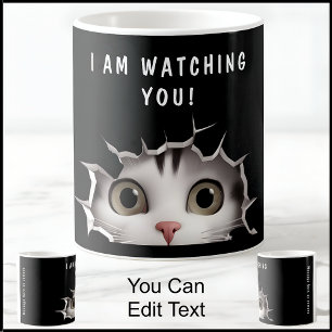 Mug Cute Peeking Chat Vous Regardant Drôle Nouveauté N