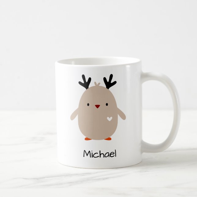 Mug Cute Penguin Antlers Vacances Personnalisées (Droite)