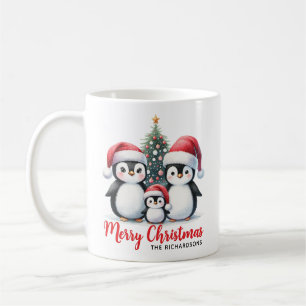 Mug Cute Penguin Famille Moderne Joyeux Noël