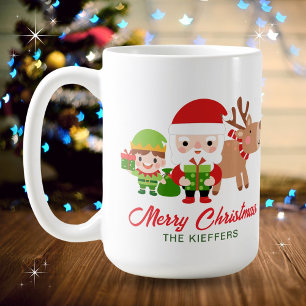 Mug Cute Père Noël Elf Reindeer Nom de famille Noël