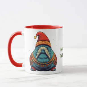 Mug Cute Père Noël Walrus Cadeaux de Noël Walrus Lover