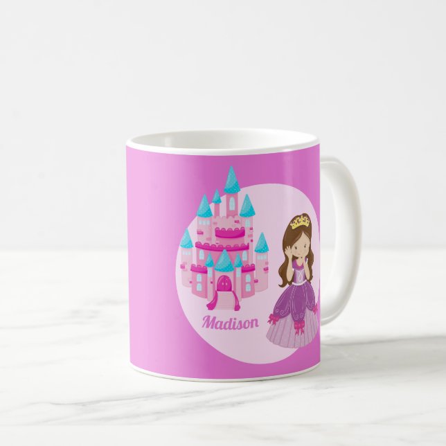 Mug Cute Personnalisée Rose Princess Castle Fairy Tale (Devant droit)