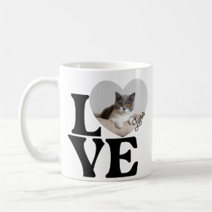 Mug Cute Pet Chat Photo Heart Love Nom personnalisé