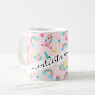 Mug Cute Pink Teal Unicorn Rainbow