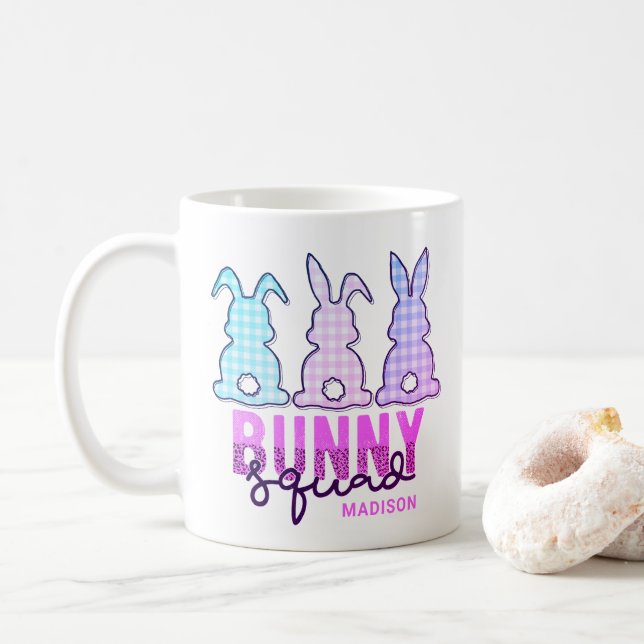 Mug Cute Plaid Lapin Squad Rabbit Personnalisé (Avec donut)