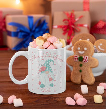 Cute Polka Dot Joyeux Noël Gnome Coff