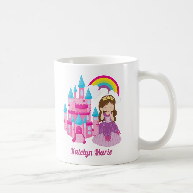 Mug Cute Princess Castle Kids Rose Personnalisé (Droite)