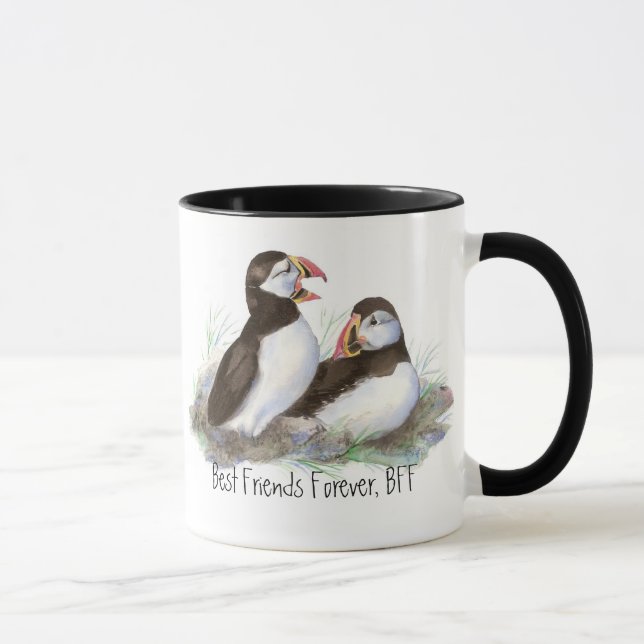 Mug Cute Puffins, Meilleurs Amis Pour Toujours, BFF, O (Droite)