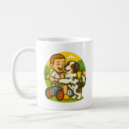 Mug Cute Puppy and Kid Playtime