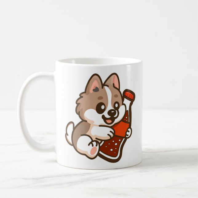 Mug Cute Puppy Hugging Soda Bottle (Gauche)