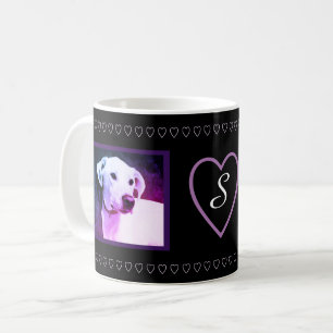 Mug Cute Purple Hearts White Amoureux de les chiens Va