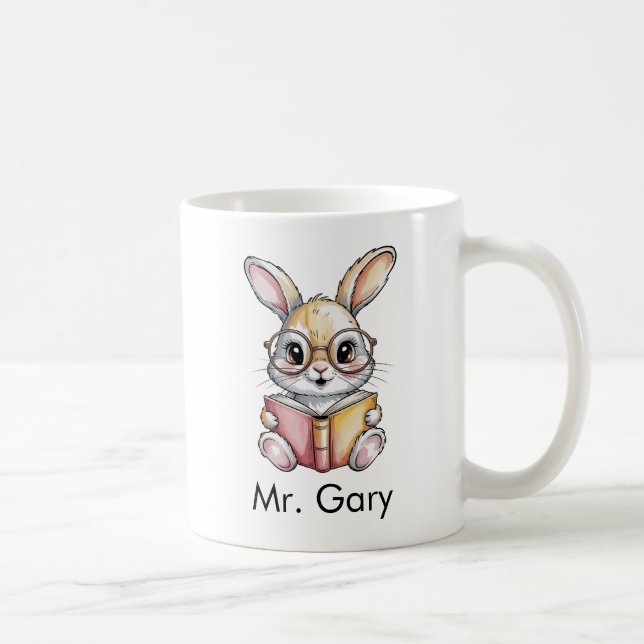 Mug Cute Rabbit Reading a Book Custom (Droite)