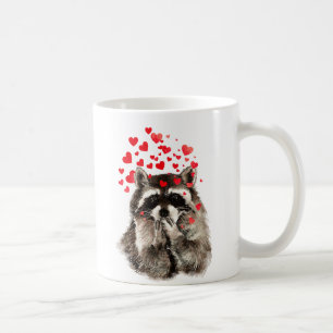 Mug Cute Raccoon souffler Baisers Amour Coeurs
