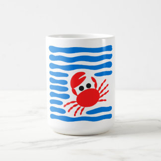 Mug Cute Red Crab & Blue Waves Coastal