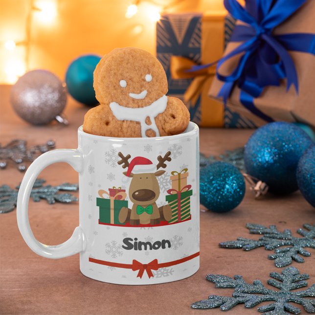 Mug Cute Reindeer avec cadeaux Design avec votre nom (Créateur téléchargé)