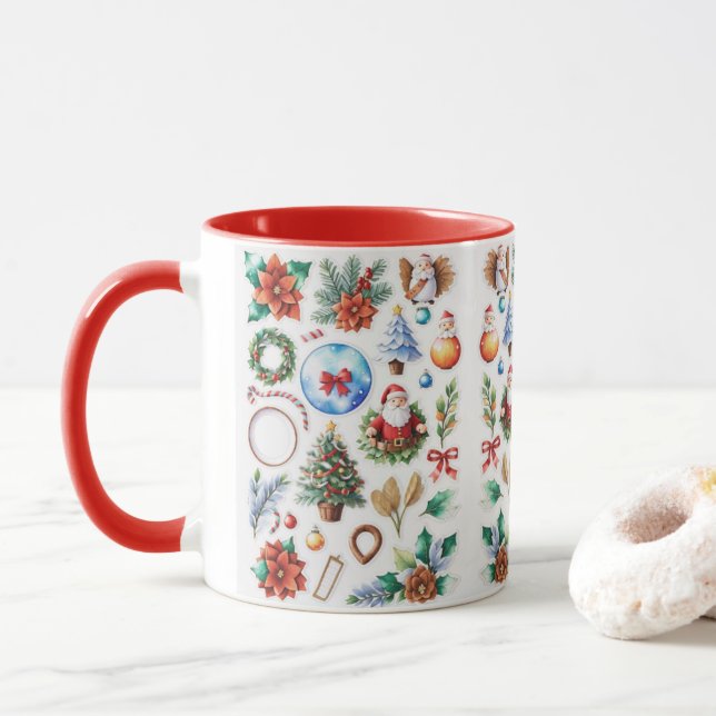 Mug Cute Reindeer Motif Noël thème cadeau de Noël (Avec donut)
