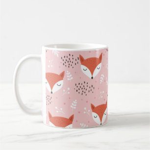 Mug Cute renard sans couture motif, loup dessiné à la
