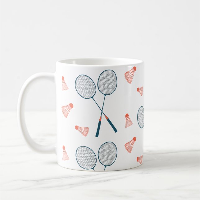 Mug Cute Retro Badminton Birdie Racquet Shuttlecock (Gauche)