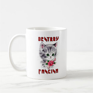 Mug Cute Retro Kitten - Détruire le fascisme