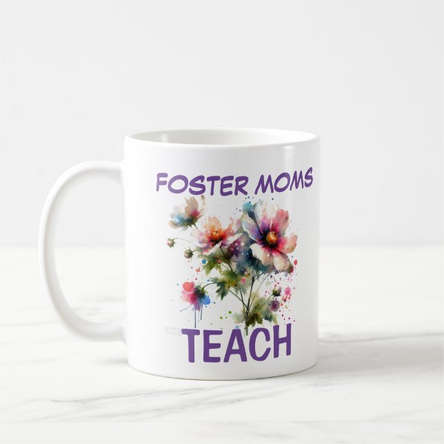 Mug Cute rose et Indigo FOSTER MOMS ENSEIGNER Floral (Gauche)