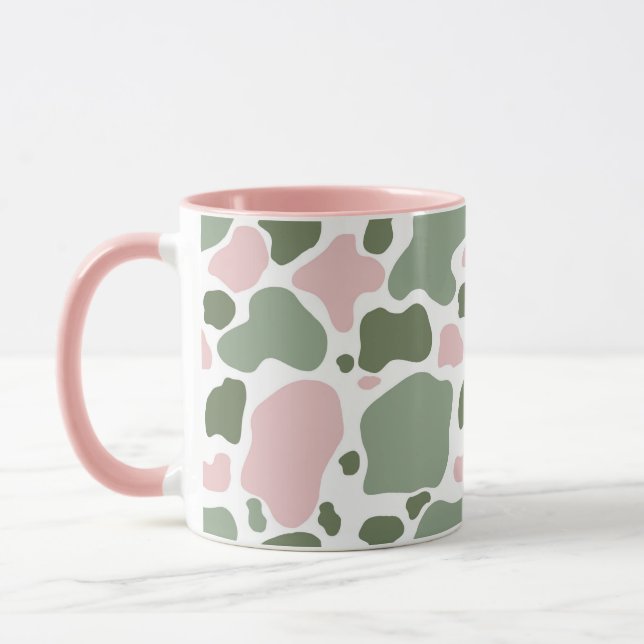 Mug Cute Rose et Sage Green Cow Imprimer Motif (Gauche)