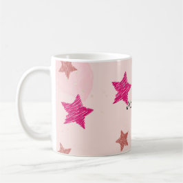 Mug Cute Rose Pastel Étoiles Motif de Noël
