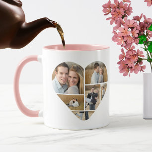 Mug Cute Rose Personnalisé Amour Coeur Photo Collage