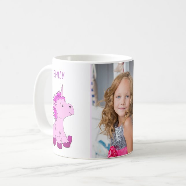 Mug Cute Rose Unicorne Enfants Photo (Devant gauche)