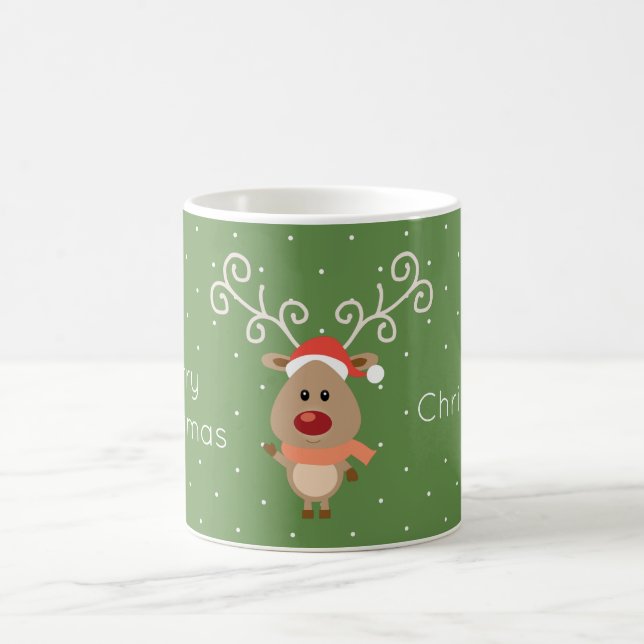 Mug Cute Rudolph, dessin de rennes à nez rouge (Centre)