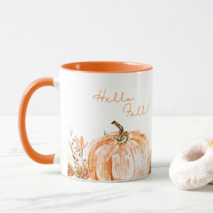 Mug Cute saisonnier Bonjour Automne Aquarelle Citrouil
