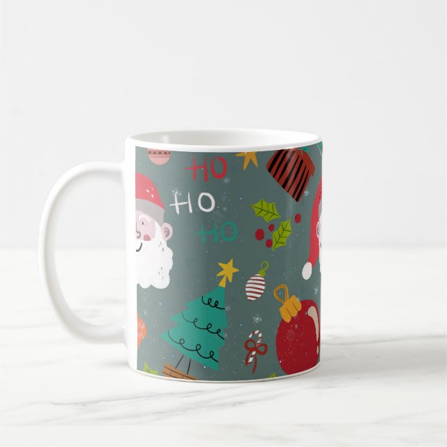 Mug Cute Santa and Christmas Pattern (Gauche)