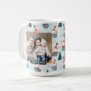 Mug Cute Santa Hat White Mice Photo de Noël
